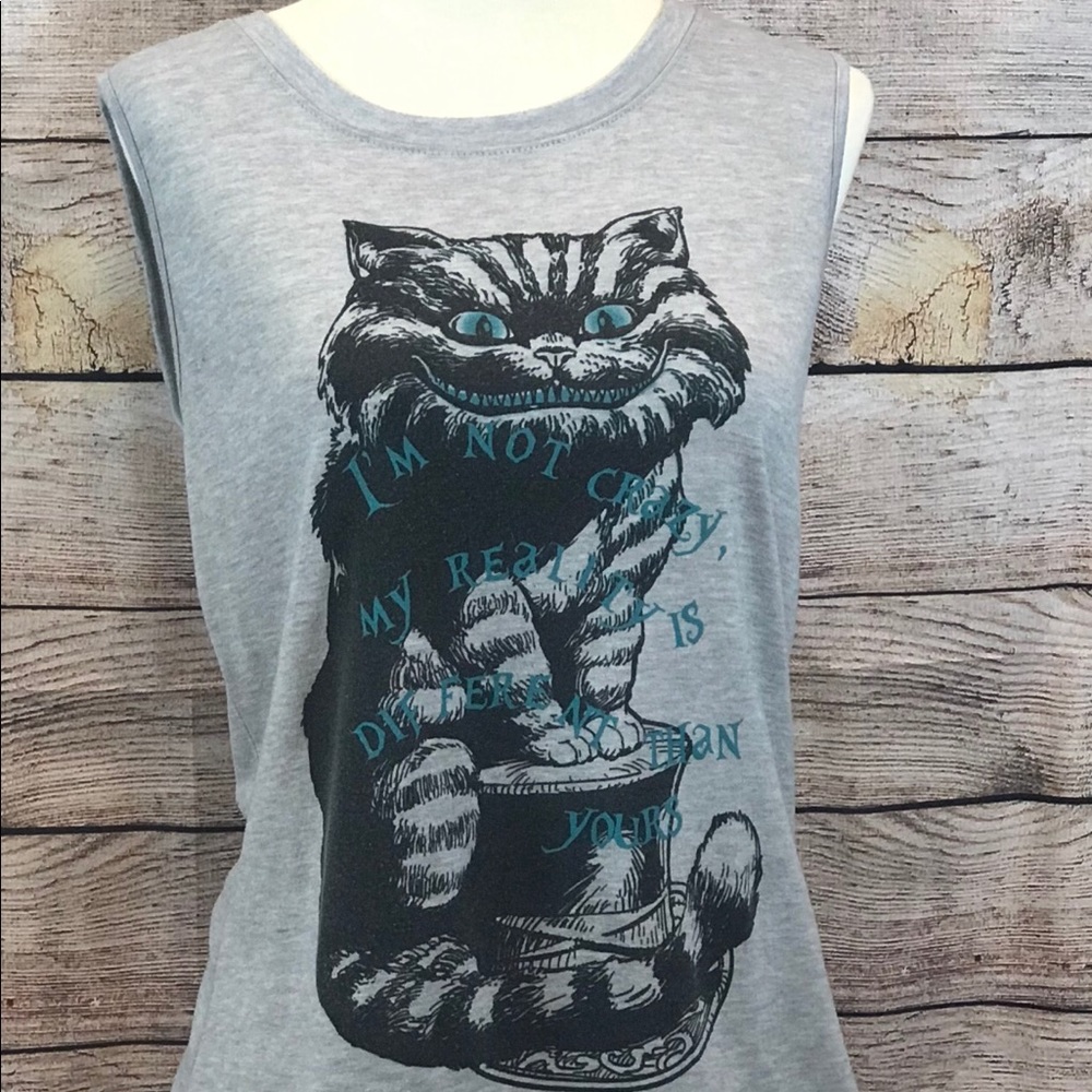Disney Cheshire Cat I’m not Crazy Gray Tank Top S